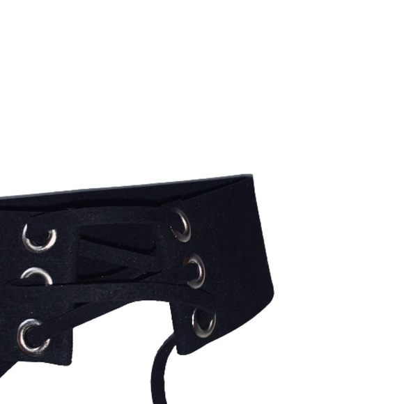 Gothic Suede Lace Up Choker Necklace Kardashian - Picture 13 of 16